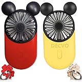 DECVO Cute Personal Mini Fan, Handheld & Portable USB Rechargeable Fan with Beautiful LED Light, 3 Adjustable Speeds, Portabl
