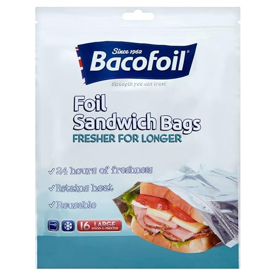 Bacofoil Foil Sandwich Bags Large Food and Freezer Amazon.co.uk Grocery