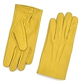 Men's Dress Leather Gloves (Large, Yellow)