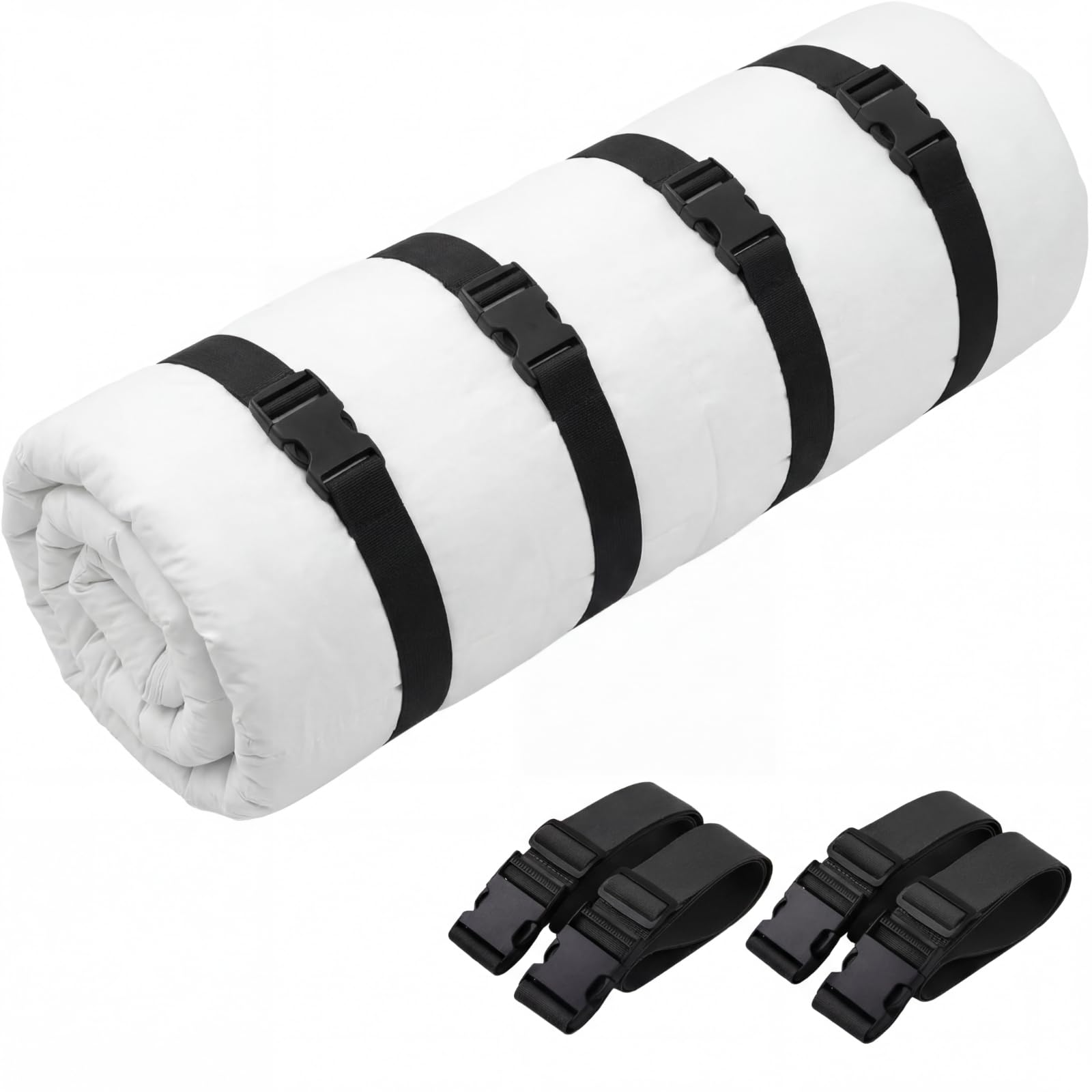 Photo 1 of Wowangce 4 Pcs 60" x 2" Mattress Topper Straps Adjustable Memory Foam Packing Straps with Buckles for Home Mattress Moving or Storage, Dark Grey