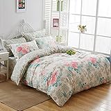 Uozzi Bedding 3 Piece Floral Duvet Cover Set Queen/Full, Reversible Printing with Brushed Microfiber,Flower style Lightweight Soft, Comfortable , Durable (Taupe, Floral style, King)