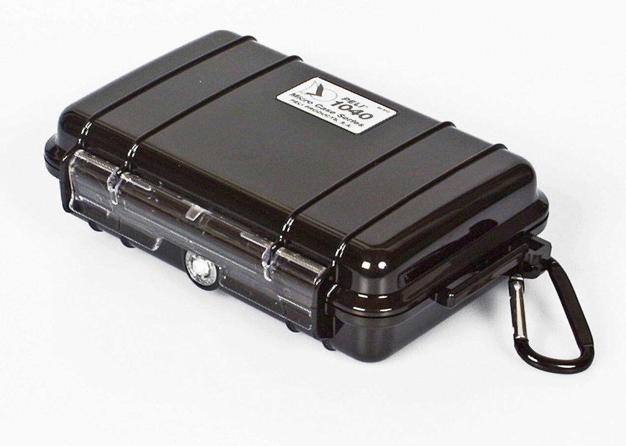 PELI 1040 Micro Case to Protect Small Belongings, IP67 Watertight, 2L Capacity, Made in US, Black/Black Liner