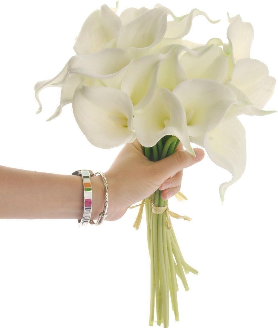 Katomi 10 stems of real touch artificial calla lilies ¡ … (ivory), 35cm