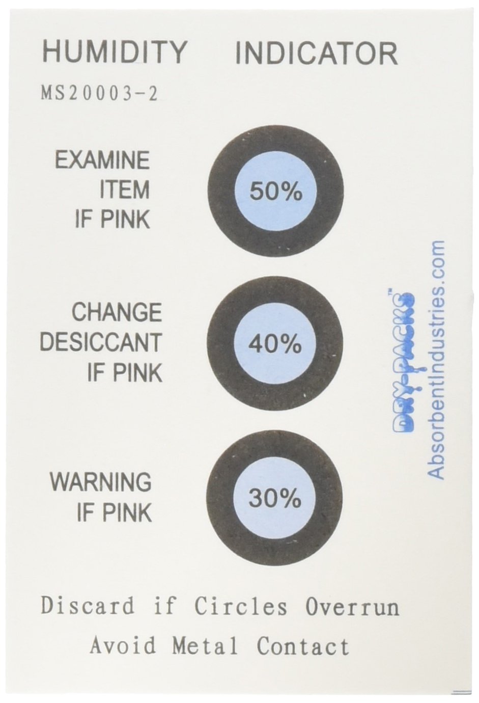 Humidity Indicator Cards 30 to 50% 3 Seater Pack of 50