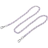 uxcell Purse Chain Strap, 47" Leather Iron Flat Chain Strap Handbag Chains, Purse Straps, Shoulder Bags, Replacement Strap(Purple + Silver)