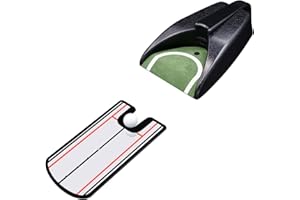 Shu-Ran Golf Putting Alignment Mirror with Putting Cup Combo, Portable Putting Training Aids, Practice Putting Trainer with Hole Cup Set, Mirror Size 12”L x 6”W