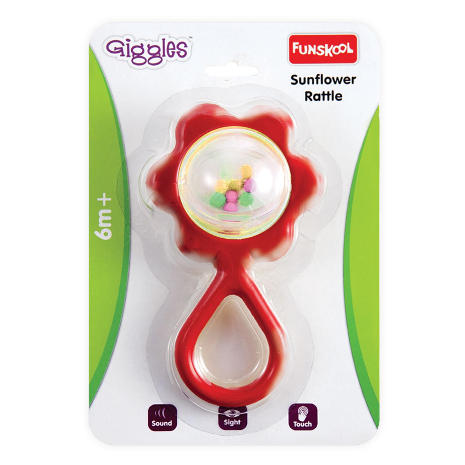 Funskool Giggles - Sunflower Rattle , Colourful rattle for New Born Baby, Stimulates Senses,Rattling sound, 6 months & above, Infant Toys 4