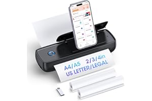 GUTHERREN Portable Printers for Travel with phone holder, Thermal-Wireless-Bluetooth-Mini Inkless-Printer for Travel Support 8.5" X 11" US Letter&Legal A4&A5 Thermal Paper, Compatible with Android and iOS Phone