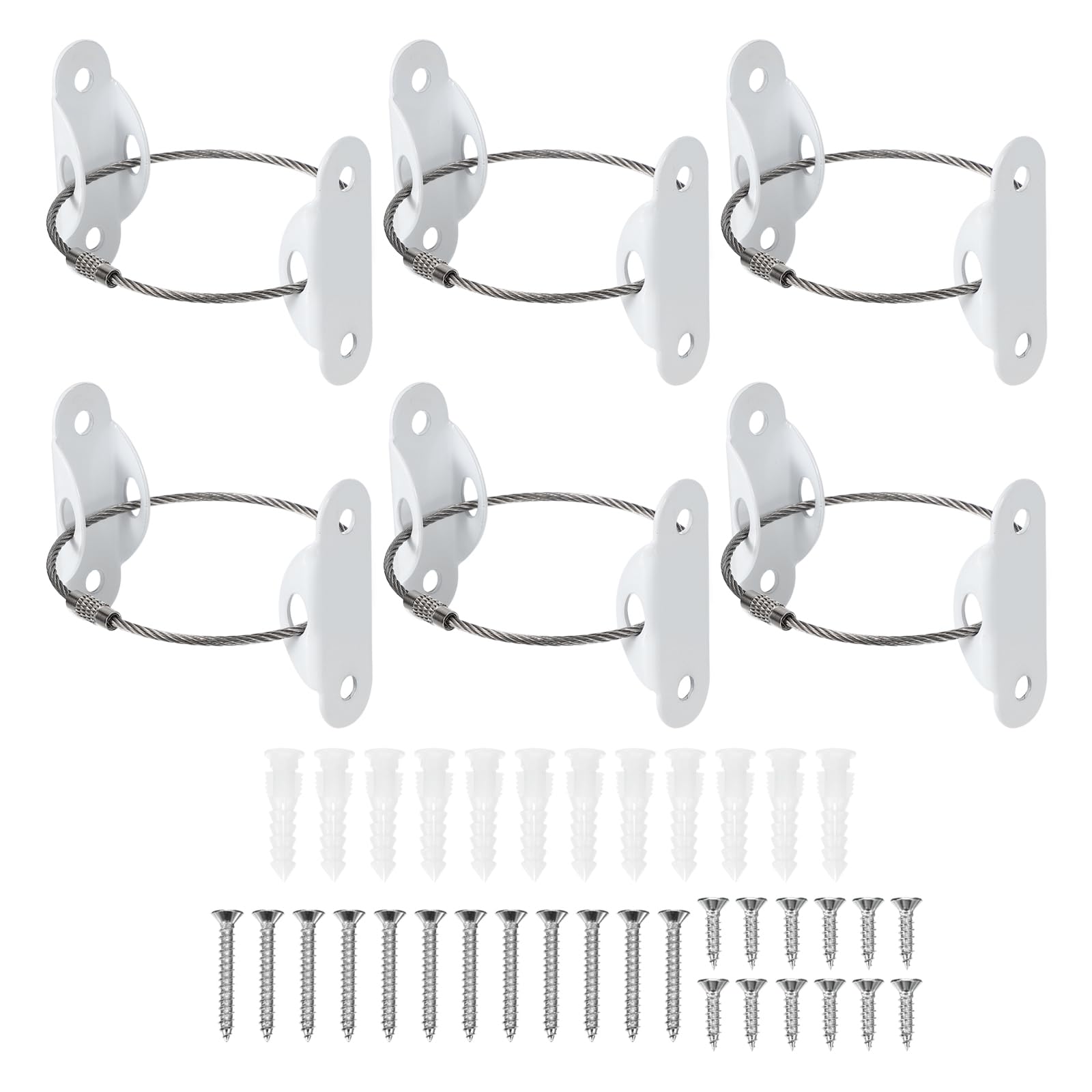 uxcell Furniture Anchors, 8 Inch Anti Tip Furniture Anchors Stainless Steel Furniture Securing Wall Anchors for Earthquake Straps Home Safety, White 6 Sets