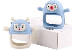 Smily Mia Penguin and Reindeer 2Pack Baby Teething Toys Gift Set for 0-18Months Babies