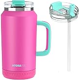 Hydraful 64 oz Tumbler with Handle and Straw - 100% Leak-Proof - Insulated Cup Reusable Stainless Steel Large Water Bottle Travel Mug for Gym, Hiking, and Camping - Gifts for Women Men Him Her