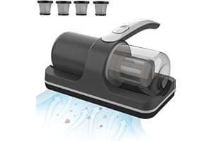 Madebut Bed Vacuum Cleaner, 2- Speeds Deep Mattress Vacuum Cleaner with 4 Filters, 12Kpa Powerful Cordless Vacuum Cleaner UV Light, Handheld Vacuum Cleaner for Bed, Cloth Sofas, Pillows, Carpets,Sheet