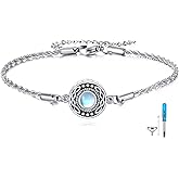 HUKKUN Teardrop Urn Bracelet for Ashes for Women Sterling Silver Moonstone Cremation Bracelet for Ashes Memorial Jewelry Gifts for Mother Friend