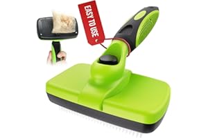 REXIPETS Self Cleaning Slicker Brush- for Dogs, Cats & Pets-One Click Cleaning Function-Gentle & Effective Cat, Pet & Dog Hair Remover-Dog Grooming Accessories for Small, Medium & Large Dogs