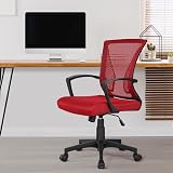 Yaheetech Ergonomic Mesh Office Chair with Adjustable Height Red view 2