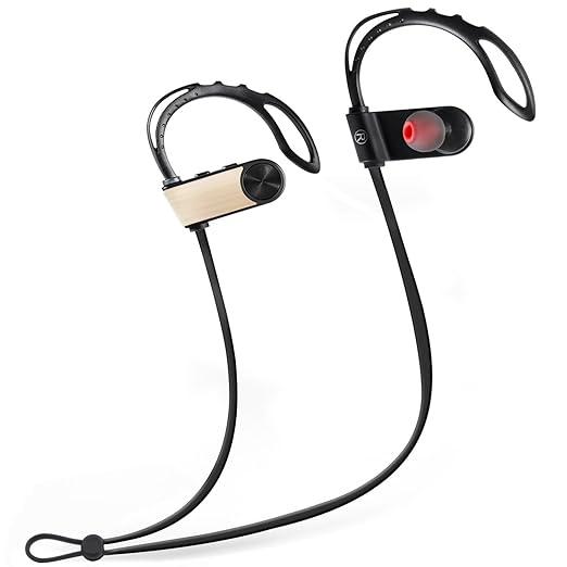 Ecandy inalámbricas Bluetooth Auriculares Sport da libremente la llamada incorporado en la batería recargable se puede conectar con dos teléfonos celulares cancelación de ruido auriculares con Sweatproof APT-X / Mic para el iPhone 6s Plus Samsung Galaxy S6 S5 y Android Phones(dorado)