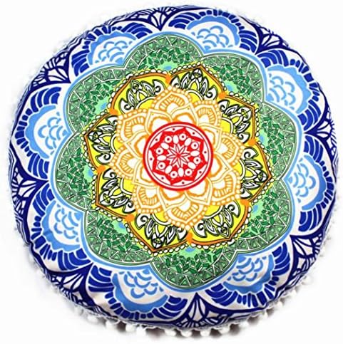 Napoo 2018 New Indian Mandala Print Pillows Round Bohemian Home Pillows Case Cushions (C)