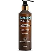 Argan Magic Nourishing Hair Cream - Hydrates, Conditions, and Eliminates Frizz for All Hair Types | Seals in Shine | Made in USA, Paraben Free, Cruelty Free (8.5 oz)