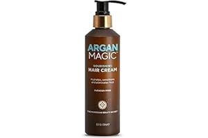 Argan Magic Nourishing Hair Cream - Hydrates, Conditions, and Eliminates Frizz for All Hair Types | Seals in Shine | Made in USA, Paraben Free, Cruelty Free (8.5 oz)