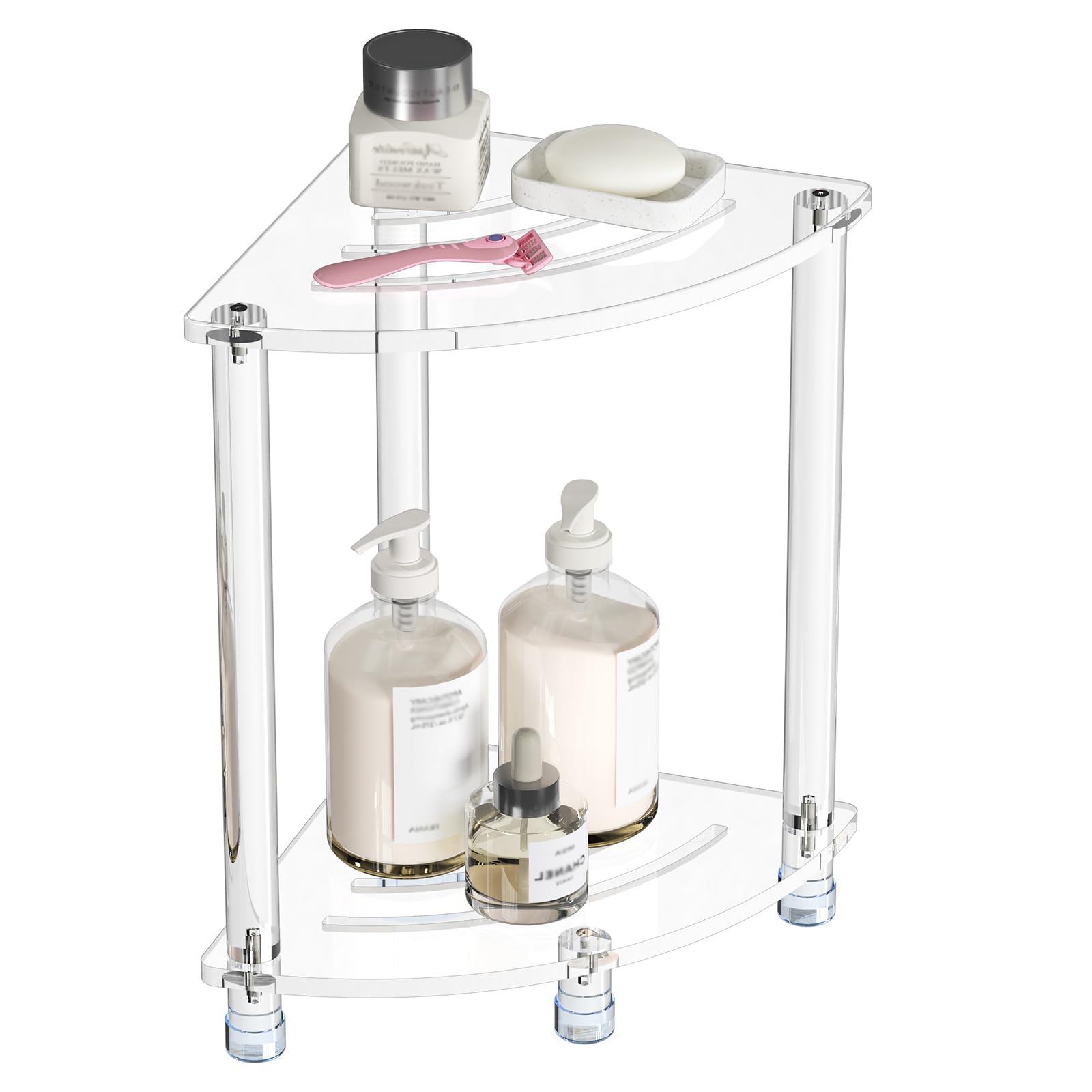 Photo 1 of Sumerflos Acrylic Corner Shower Stool for Inside Shower - Clear Small Shower Bench for Shaving Legs Seating Waterproof Heavy Duty Easy Assemble Modern