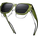 HAOLOTA Polarized Fit Over Glasses Sunglasses for Women Men Trendy Square Wrap Around Shades UV Protection