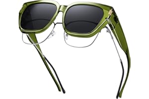 HAOLOTA Polarized Fit Over Glasses Sunglasses for Women Men Trendy Square Wrap Around Shades UV Protection