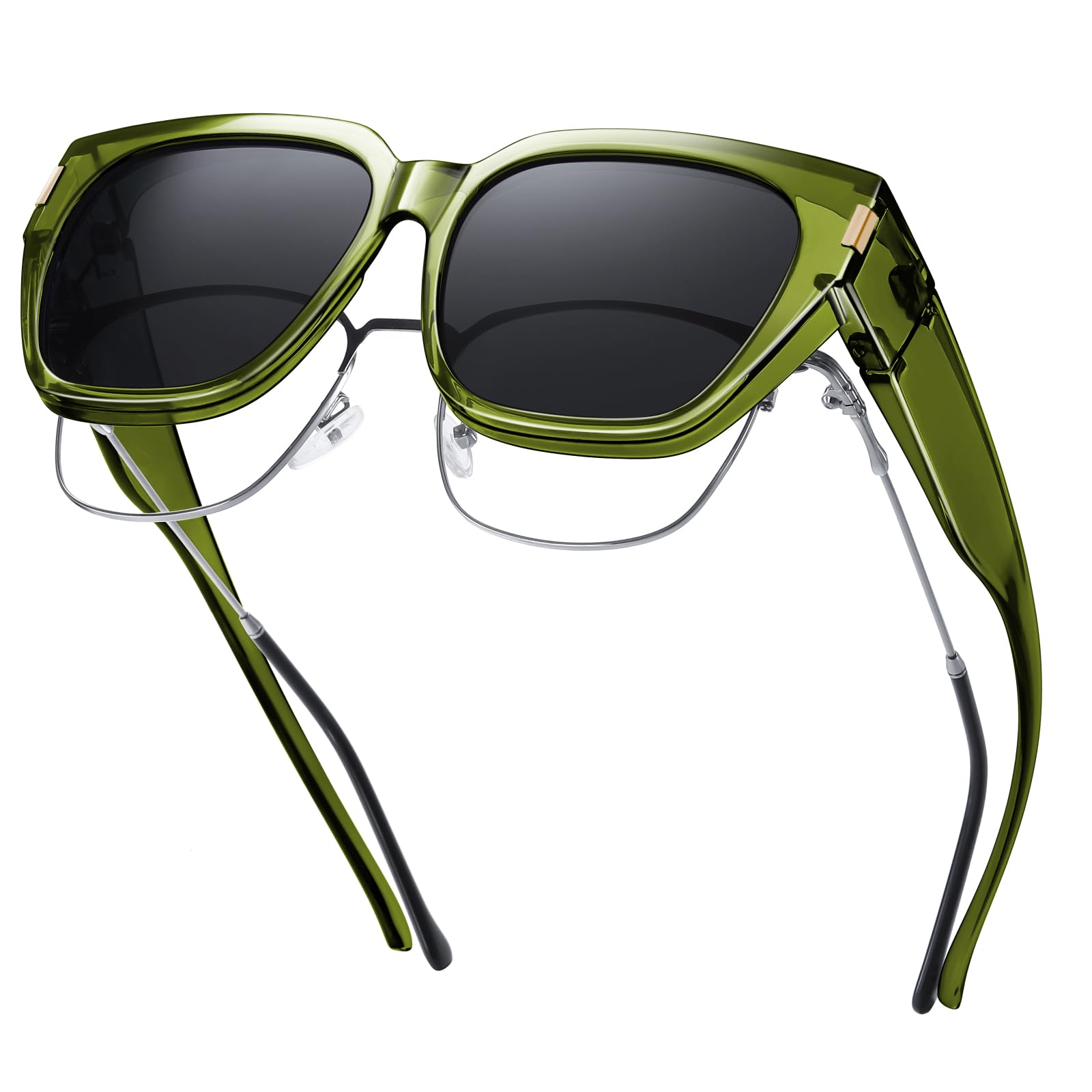 Photo 1 of HAOLOTA Polarized Fit Over Glasses Sunglasses for Women Men Trendy Square Wrap Around Shades UV Protection