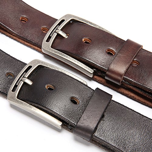 HYHZ Italian Full Grain Leather Belt Men,Cowboy Casual Pin Buckle Belt,Anti-Scratch Buckle Genuine Leather Waist Strap,Casual & Soft Comfortable (Sports Black)