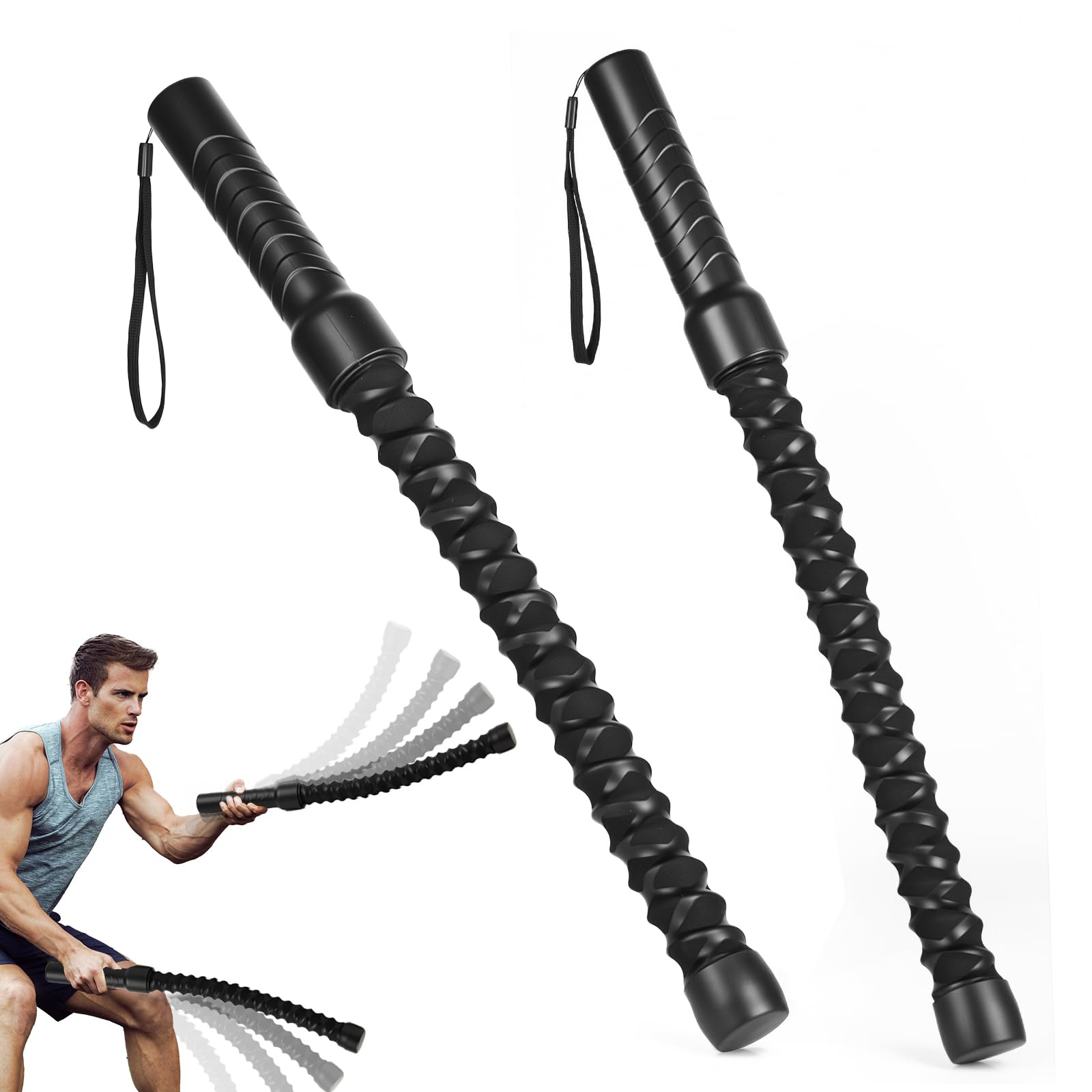 Photo 1 of 2PCS Weighted Ropeless Battle Rope, Professional Portable Durable Exercise Rope Cordless for HIIT Workouts, Cardio & Muscle Training, Low-Impact Cardio Training, Home Gym Equipment
