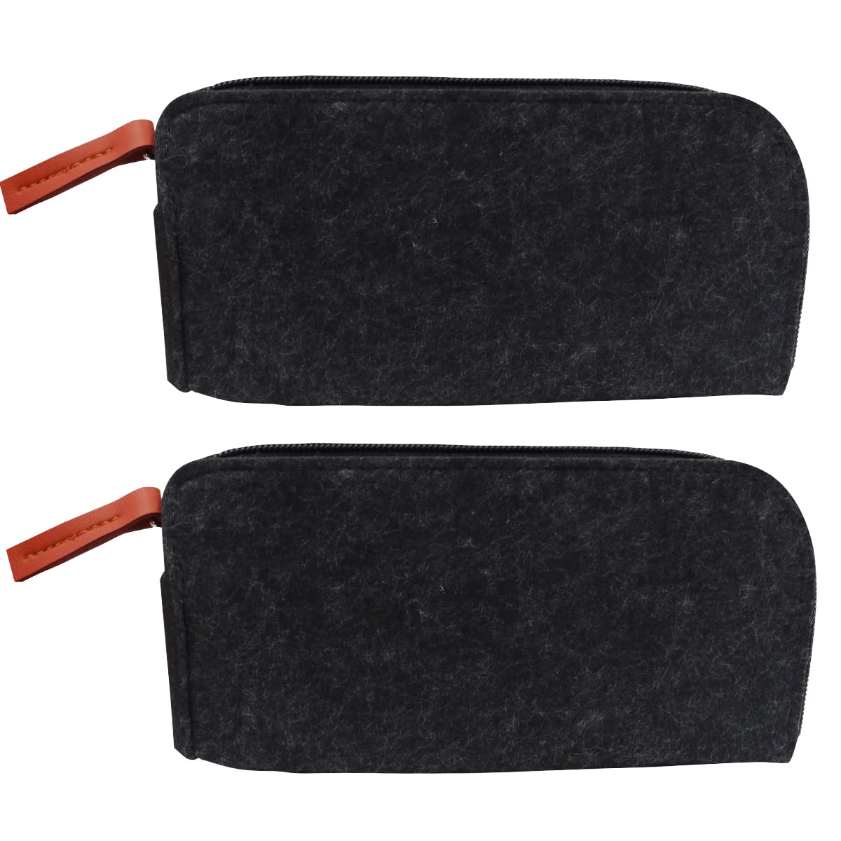 Tiardey 2PCSMulti-Functional Felt Pencil Case Felt Stationery Bag Pouch Felt Stationery Pouch Zipper Bag Storage of pencil cases,cosmetics,small objects - Black Grey