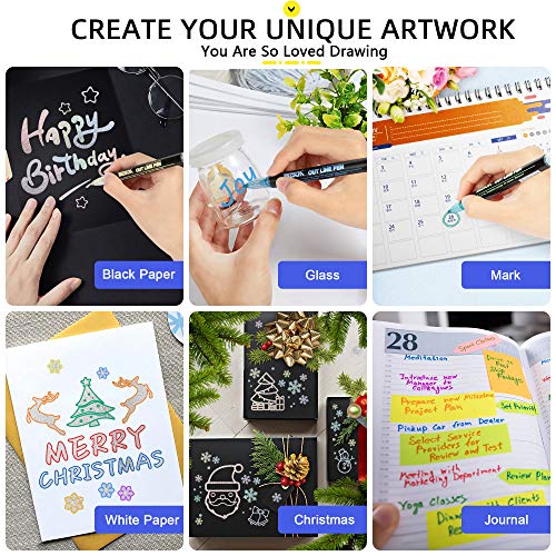 Double Line Outline Pens, 12 Colours Outline Pens Two-Line Glitter Art Drawing Pens Marker Pens Set Highlighter Writing Drawing Pens for Birthday Greeting Card/Scrapbooking/Painting/DIY Art Crafts