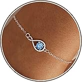 JSJOY Infinity Birthstone Bracelets for Women Unique Birthday Christmas Gifts for Women Mom Dainty Gold Silver Birthstone Bracelet Wedding Gifts