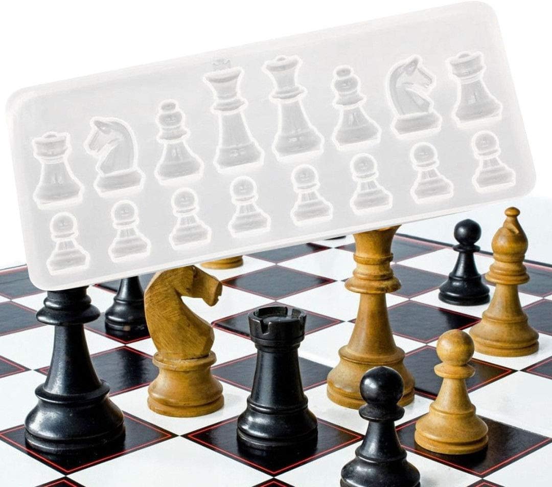 Velidy Crystal Chess Silicone Mold for DIY Ornament Resin Casting Craft Mould Tool