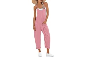 Muchpow Women's V Neck Sleeveless Jumpsuits Spaghetti Straps Harem Long Pants Overalls With Pockets
