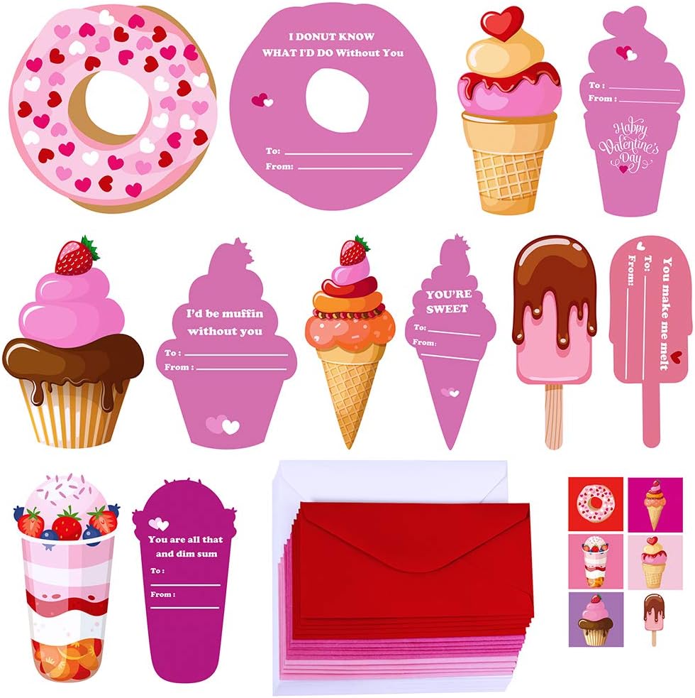 Supla 30 Sets Valentine S Day Cards Scratch Sniff Strawberry Scented Valentine Cards Donut Ice Cream Cupcake Sweet Cards With Stickers Envelopes For Kids Party Favor School Classroom Gift Exchange Office Products Cjp Org In