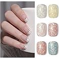 GAOY Pearl Gel Nail Polish Set, 6 Colors Shimmer Mermaid Gel Polish, Pink White Blue Soak Off UV Gel Kit, Baroque Pearl