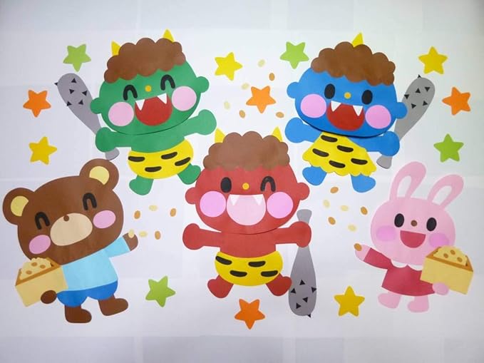 Amazon Co Jp ハンドメイド ２月 大きい壁面飾り 節分 鬼さん 豆まき 幼稚園 保育園 施設 病院 掲示板 ホビー