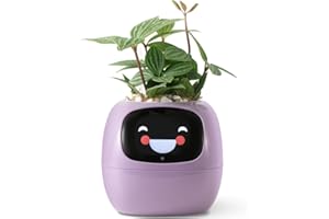 PLANTSIO Smart pet Planter Robot Guidance on Plant Care with Emojis, Adorable Plant Companion with Rich Gesture Interaction, Neat Desk Setup Gift (Purple)