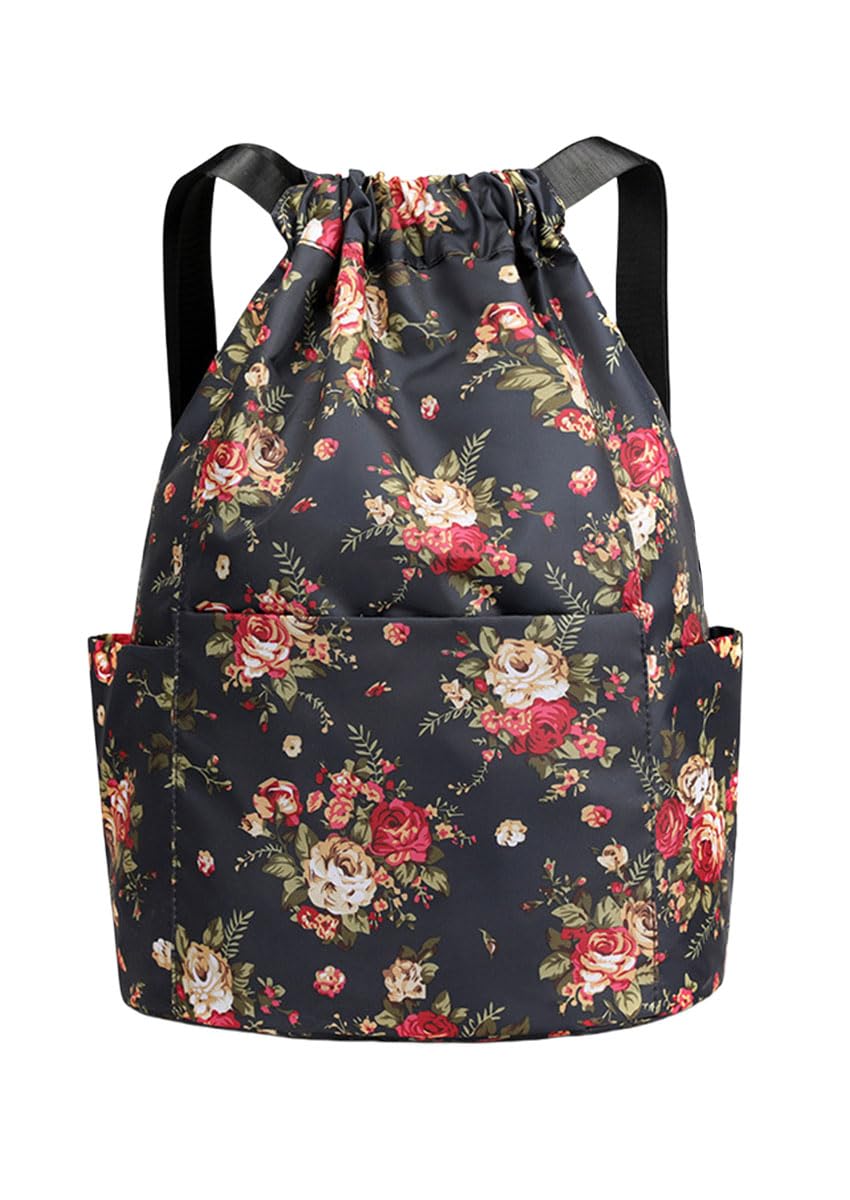 FAVORTALK Drawstring Bags Girls Nylon Waterproof Backpack for Swimming Sport Yoga Gym Bags Lightweight Foldable Large Rucksack Hiking Backpack for Women Girls and Men,D40010