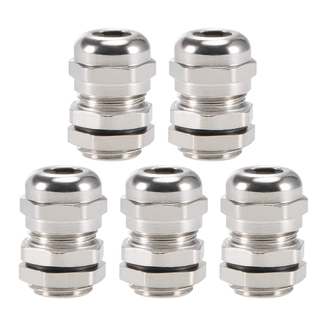 sourcing map M12x1.5 Cable Gland 3mm-6.5mm Wire Hole Waterproof Metal Joint Adjustable Lock Nut with Washer 5pcs