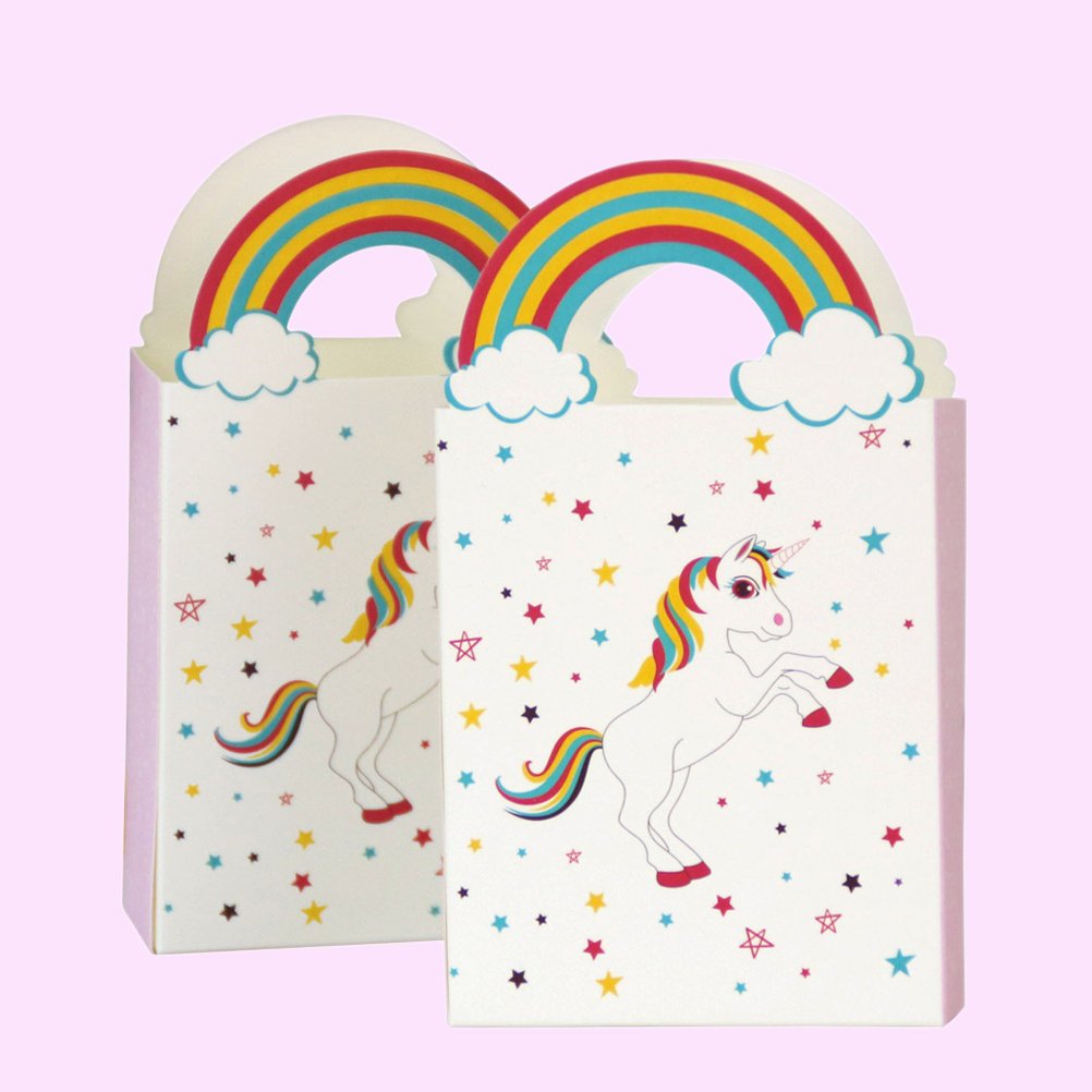 Bolsas de cumpleaños LUOEM Patrón de Unicornio Papel Bolsas de Caramelo