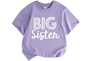 Tuislay Big Sister Toddler Baby Shirts for Little Girls Cute Graphic Short Sleeve Tees Summer 5t 4t 3t 2t Kids T Shirts