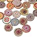 100Pcs Decorative Buttons for Crafts 1 Inch Vintage Wood Buttons with 2 Holes for DIY Sewing Craft Decorative, Mixed Pattern (25mm)