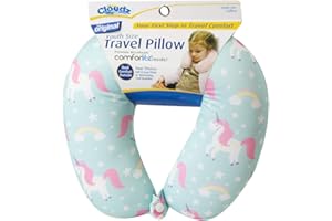 Cloudz Kids Patterned Microbead Airplane Travel Neck Pillow. Super Soft Cozy Cool Fabric and Ultra Premium Comforlite Microbeads will Keep your Kids Comfy and Supported at Home or On the Go! - Unicorn
