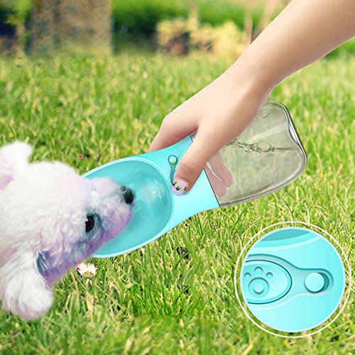 Portable Dog Water Bottle, CSSD Dog Water Bottle for Walking,Fashion Pet Travel Water Drink Cup with Bowl Dispenser,Leak Proof,Portable,Fast and Easy - Food Grade Silicone (Blue)
