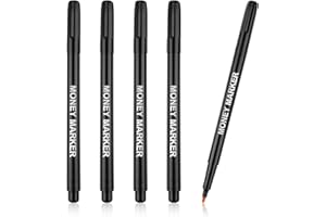 HOINY 5 Pack Counterfeit Money Detector Pen, Money Marker Bill Detector Pen, Universal Currency Fake Bill Checker, Pocket Size, Ensures Authenticity & Prevents Fraud