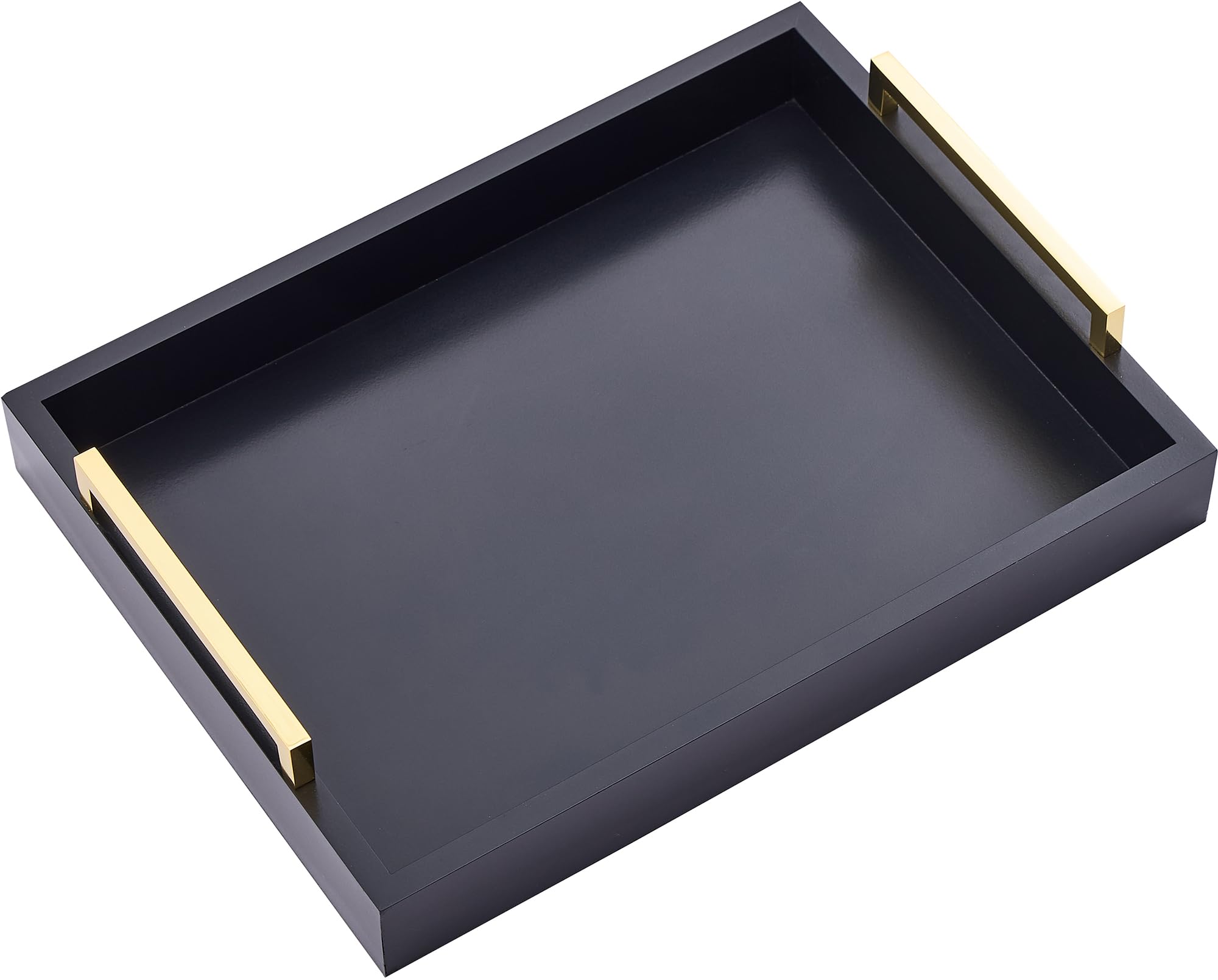 Photo 1 of 16"x12" Serving Trays with Handles, Black Decorative Serving Tray, Ottoman Trays for, Living Room, Bathroom, and Outdoors Decorative Trays (Black)