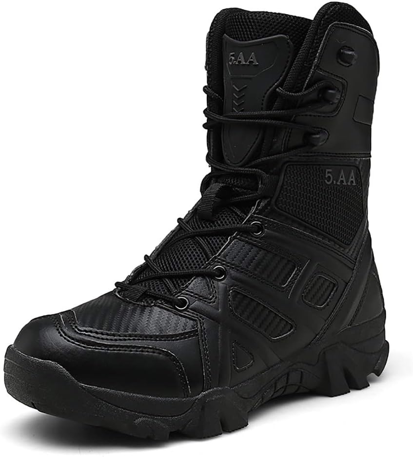 DaoLe Mens Tactical Boots Zipper Military Combat Army Work Shoes