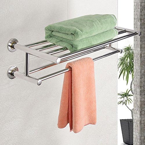 Wall Mounted Towel Rack Bathroom Hotel Rail Holder Storage Shelf Stainless Steel (Brand New)