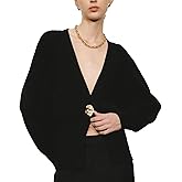 URBAN REVIVO Women Knitted Cardigans Long Sleeve V-Neck Lightweight Sweater One Leaf Button Down Outwear